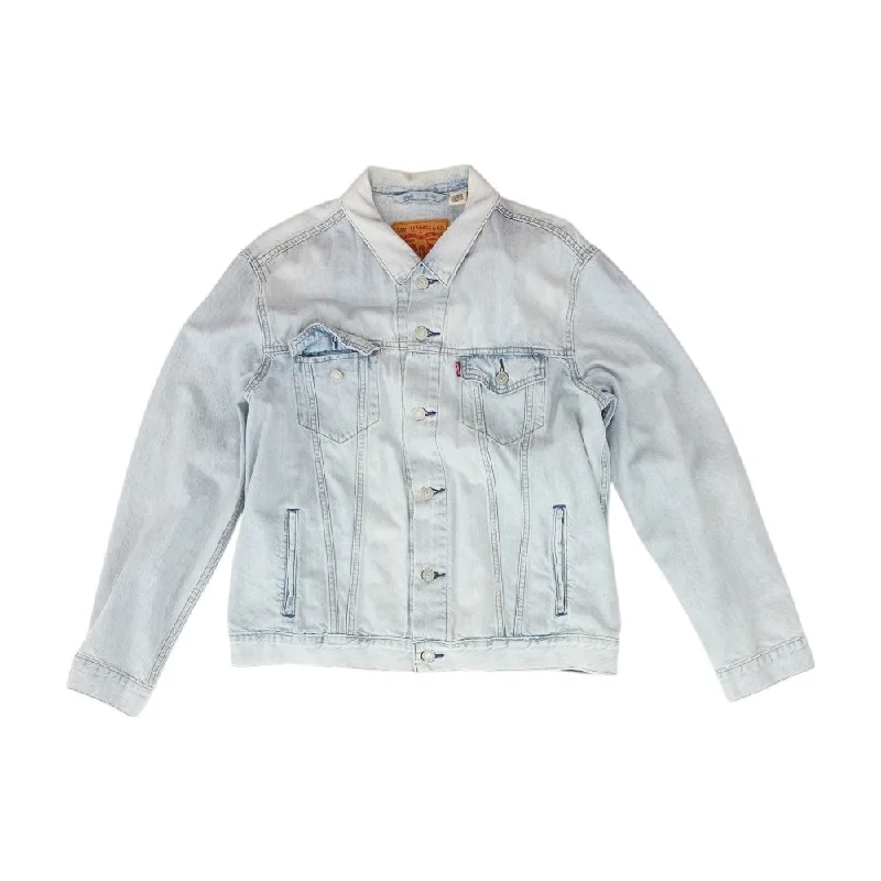 Blue Solid Denim Jacket Knit Jacket Woven Jacket Fleece Jacket