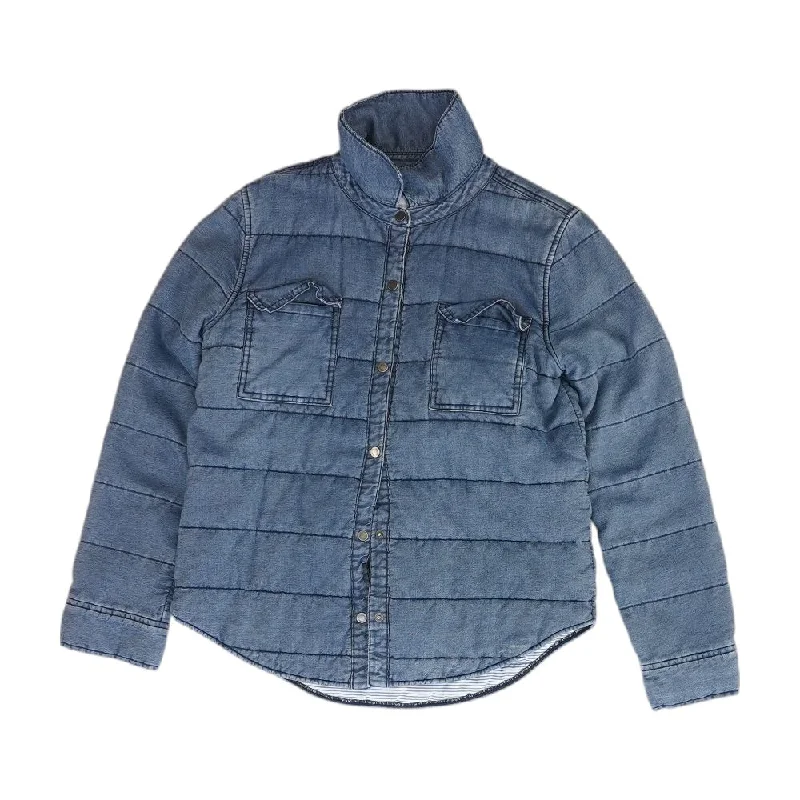Blue Solid Jacket Notch Collar Jacket Peter Pan Collar Jacket Cowl Neck Jacket