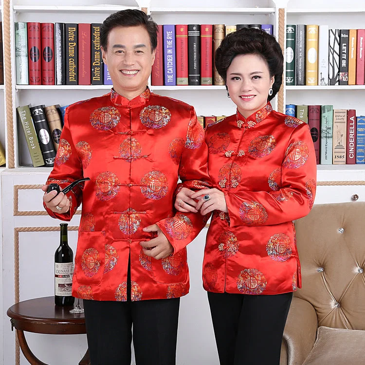 Brocade Parent's Birthday Matching Couple Traditional Chinese Jackets Striped Jacket Polka Dot Jacket Floral Jacket