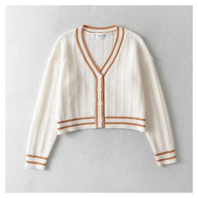 Casual twist knitted sweater jacket  7430 Embroidered Jacket Appliqued Jacket Beaded Jacket
