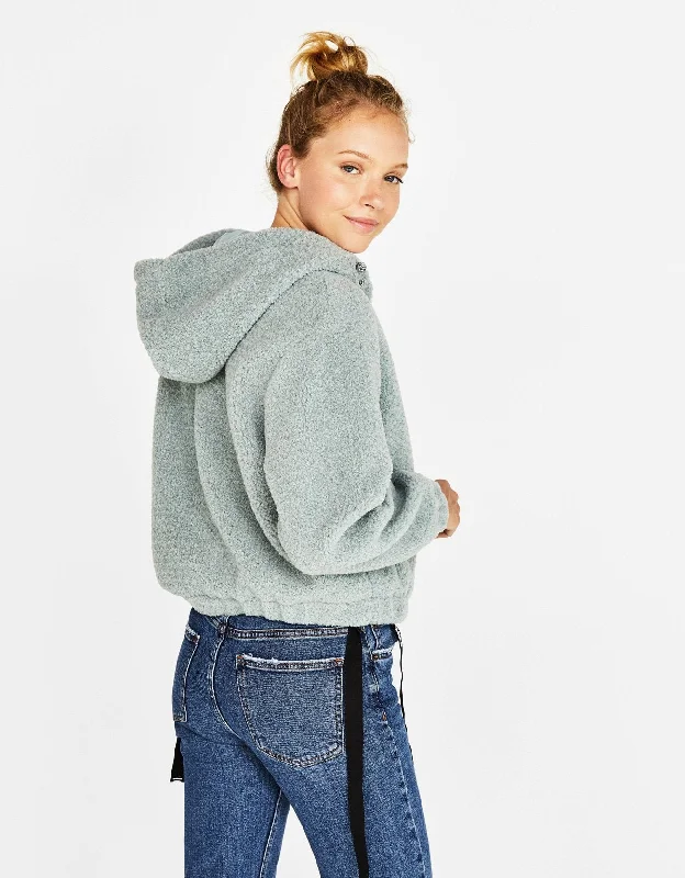 Faux shearling jacket with hood Rayon Jacket Velvet Jacket Corduroy Jacket