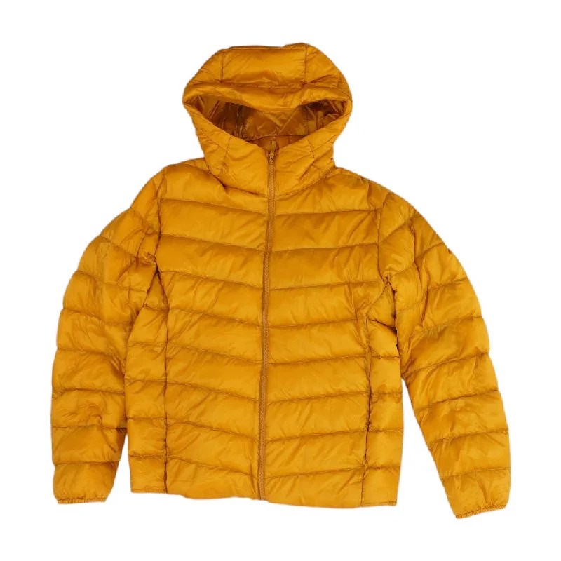 Gold Solid Puffer Jacket Satin Fabric Silk Fabric Chiffon Fabric