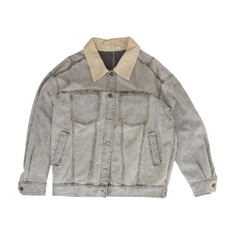 Gray Solid Denim Jacket Lace Jacket Ribbed Jacket Sequined Jacket