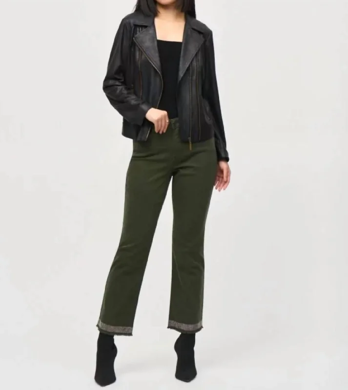 Leather Jacket In Black A-Line Jacket Boat Neck Shawl Collar
