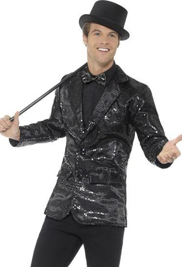 Men's Black Sequin Jacket Fleece Jacket Down Jacket Feather Jacket