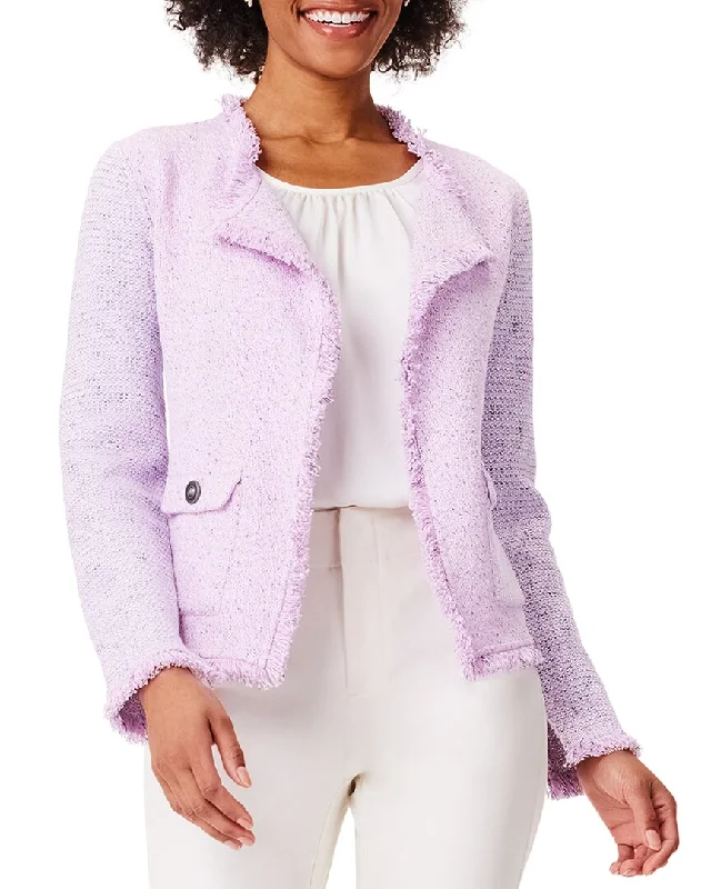NIC+ZOE Fringe Mix Knit Pocket Jacket Oversized Jacket Tailored Jacket Straight Jacket