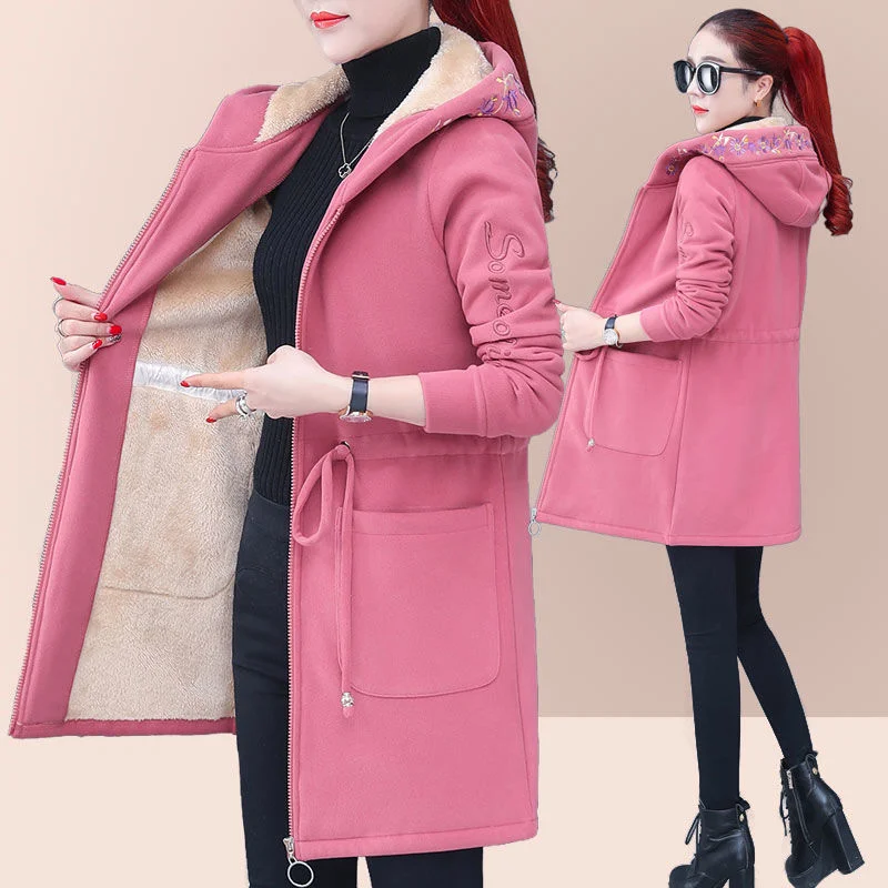 Plus size Lamb plush coat Fall winter Plush famale jacket Women hoodie Plus thick velvet Hooded Tops bulk items wholesale lots Rayon Jacket Velvet Jacket Corduroy Jacket