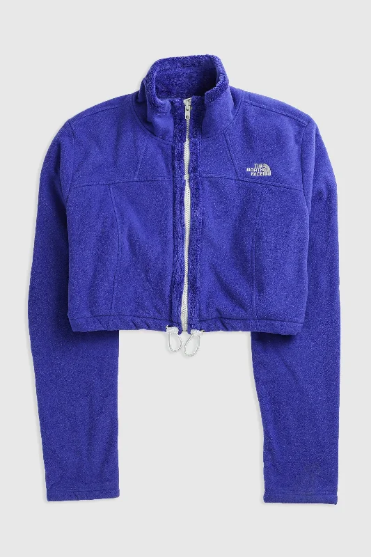 Rework North Face Crop Fleece Jacket - L Denim Fabric Leather Fabric Suede Fabric