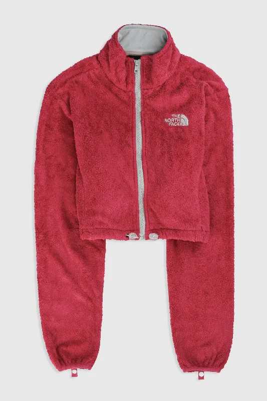 Rework North Face Crop Fleece Jacket - L Print Jacket Jacquard Jacket Embroidered Jacket