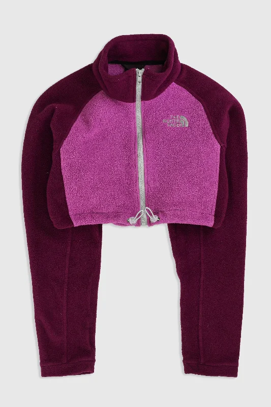 Rework North Face Crop Fleece Jacket - M One-Shoulder Jacket Off-the-Shoulder Jacket Asymmetrical Jacket