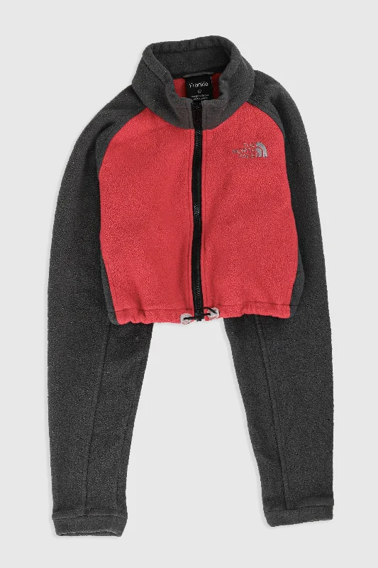 Rework North Face Crop Fleece Jacket - S Boat Neck Shawl Collar Notched Collar