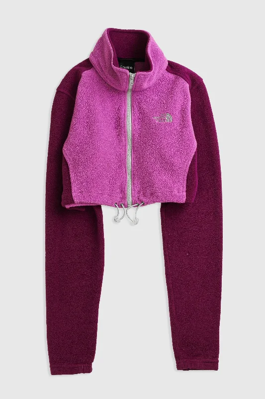Rework North Face Crop Fleece Jacket - S Appliqued Jacket Beaded Jacket Sequined Jacket