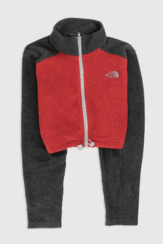 Rework North Face Crop Fleece Jacket - XL A-Line Jacket Boat Neck Shawl Collar