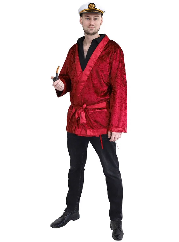 The Heff Mens Red Velvet Smoking Costume Jacket Zippered Jacket Buttoned Jacket Snapped Jacket