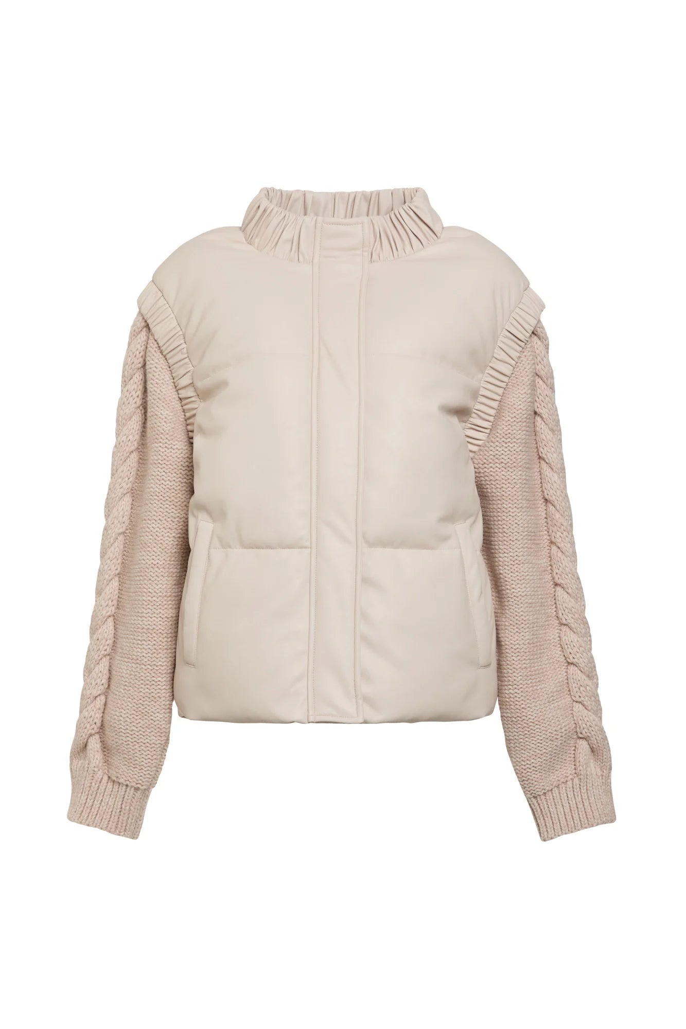 Barcelona Puffer Jacket | Sand Nylon Fabric Polyester Fabric Spandex Fabric