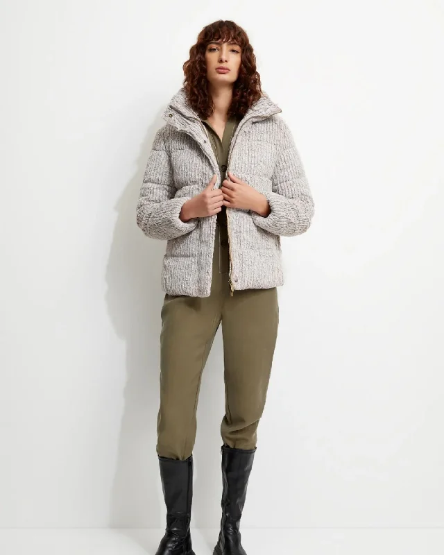 Close Knit Puffer Jacket | Drizzle Grey Cotton Fabric Linen Fabric Terry Fabric