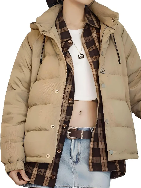 Women's Hooded Down Jacket 90 White Duck Down Hooded Jacket Top Winter Jacket Nylon Jacket Polyester Jacket Spandex Jacket