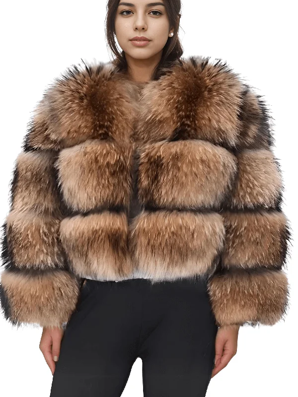 Super Hot Winter Luxury Women's Thick Real Fur Coat Natural Fox Fur Jacket Plus Size Jackets Female Front Pockets Side Pockets Patch Pockets