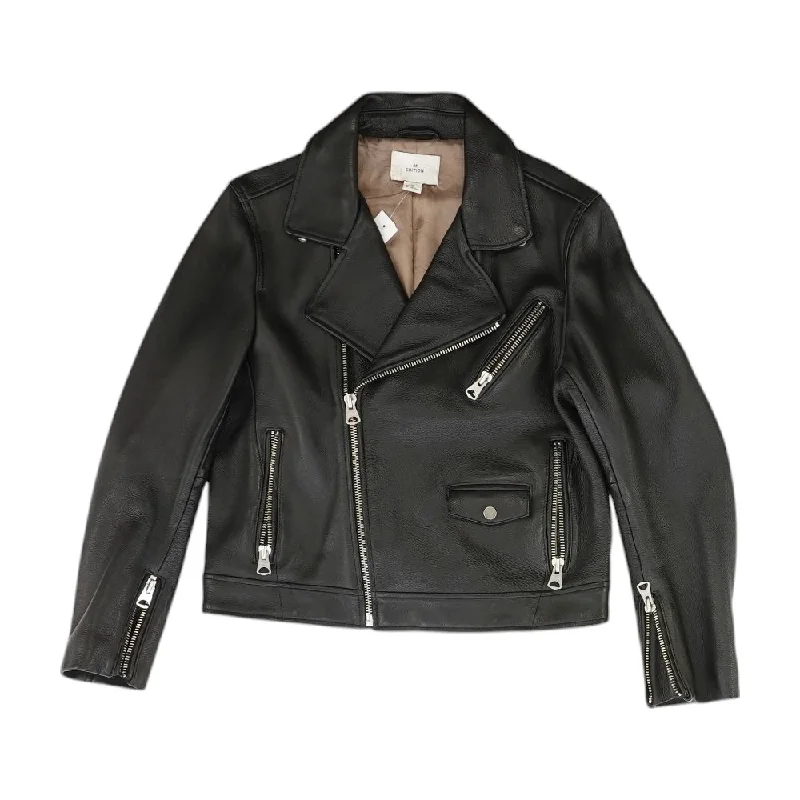 Black Solid Leather Jacket Striped Jacket Polka Dot Jacket Floral Jacket