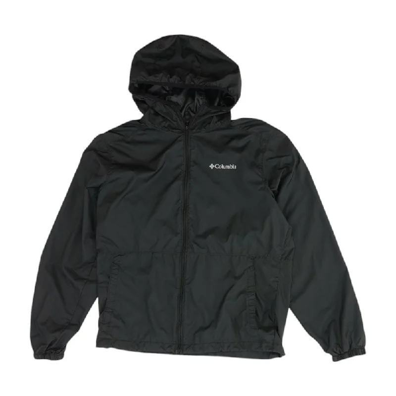 Black Solid Rain Jacket Boat Neck Shawl Collar Notched Collar