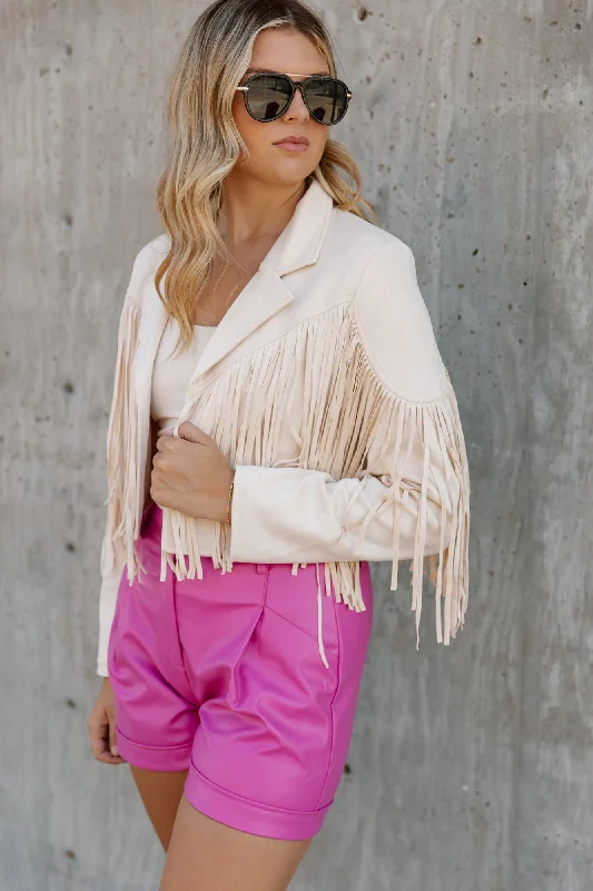 DAKOTA FRINGED SUEDE JACKET IN CREAM Print Jacket Jacquard Jacket Embroidered Jacket