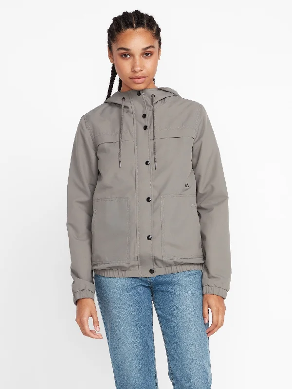 Enemy Stone Jacket - Gunmetal Hooded Jacket Caped Jacket Shawl Collar Jacket