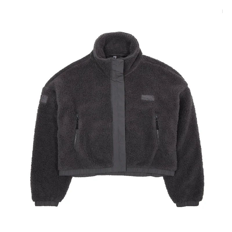 WOMENS ELEVATED SHERPA JACKET One-Shoulder Jacket Off-the-Shoulder Jacket Asymmetrical Jacket