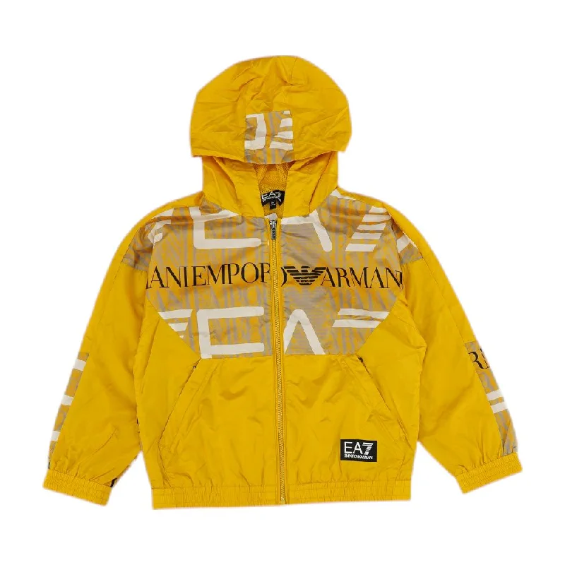 Yellow Graphic Lightweight Jacket Welt Pockets Slit Pockets Flap Pockets