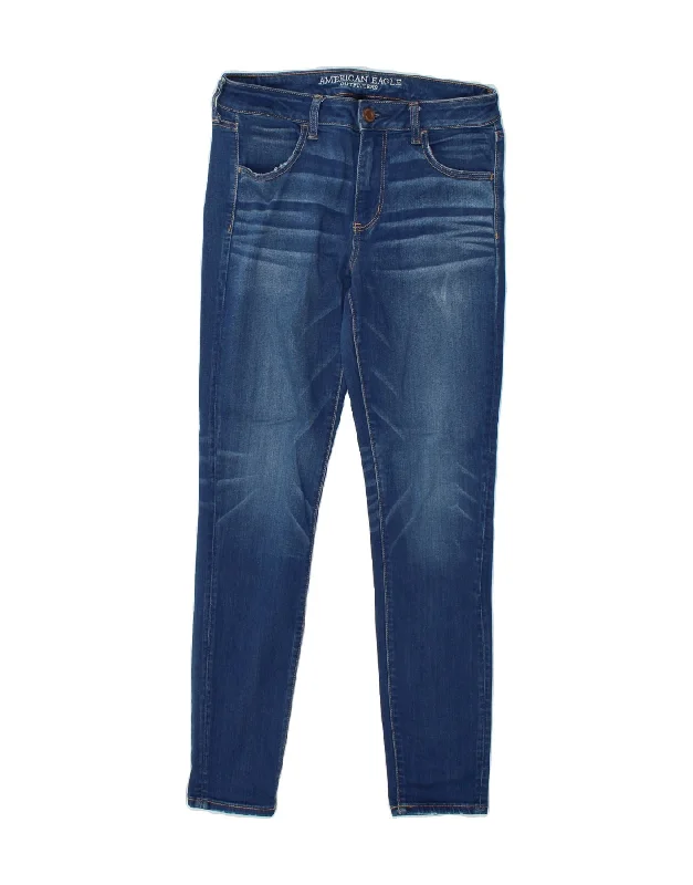 AMERICAN EAGLE Womens High Waist Skinny Jeans UK 16 Large W30 L30 Blue Comfortable Boyfriend Jeans