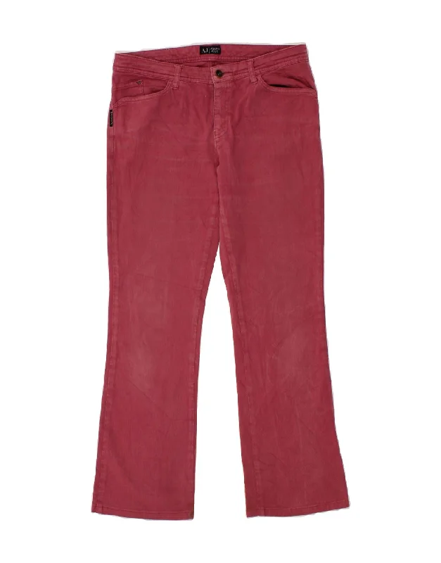 ARMANI Womens Bootcut Jeans W31 L29 Maroon Cotton Trendy Low-Rise Bootcut Jeans