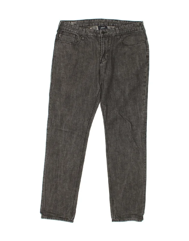 ARMANI Womens Slim Jeans W34 L32 Grey Cotton Chic Rip-Detail High-Waist Jeans