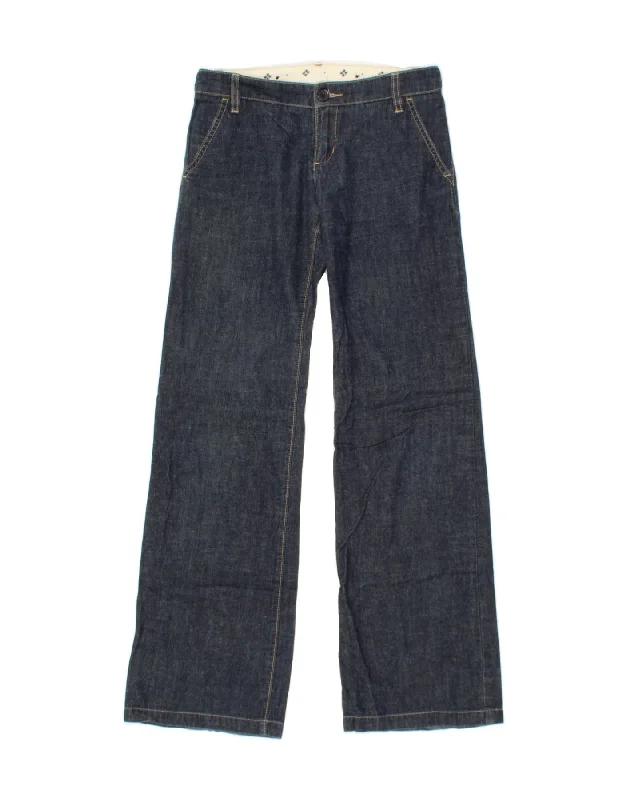 BCBGMAXAZRIA Womens Wide Leg Jeans W25 L30  Navy Blue Cotton Trendy Patchwork Denim Jeans