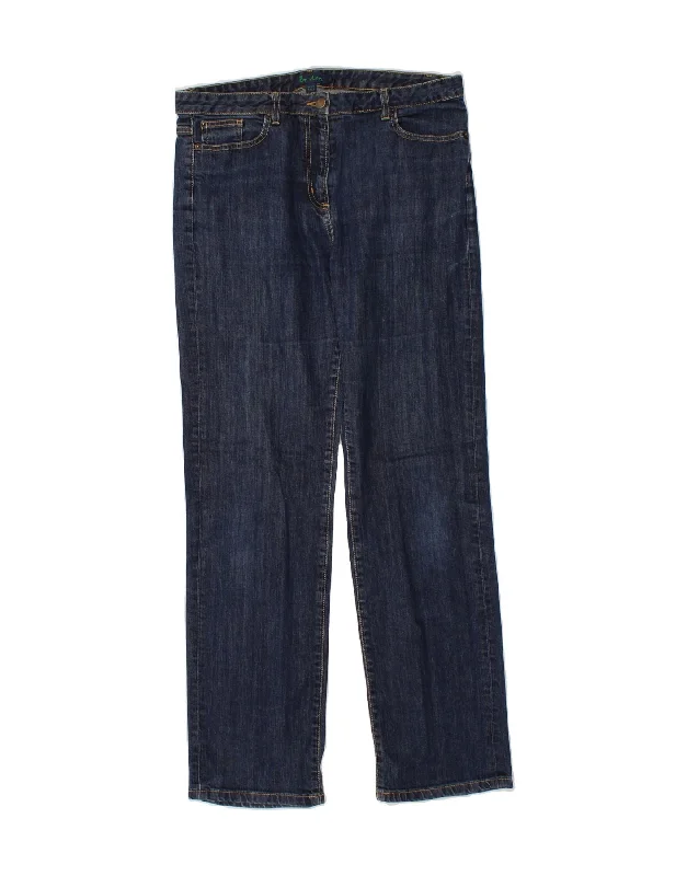 BODEN Womens Long Straight Jeans UK 16 Large W32 L32 Navy Blue Cotton Cozy Relaxed Fit Jeans