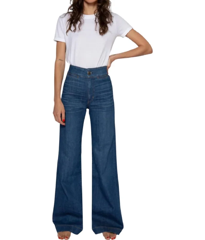 Brighton Wide Leg Jeans In Mercury Fashionable Button-Front Jeans