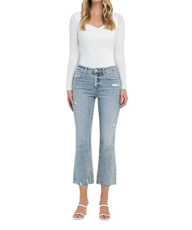 Cali Kiss Kick Flare Jeans - Plus In Washed Blue Elegant Bootcut Fit Jeans
