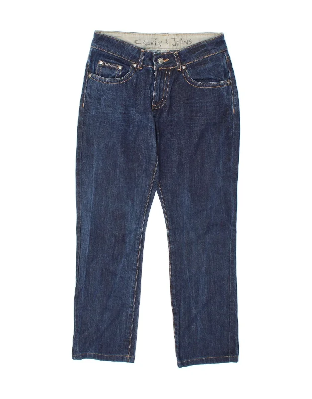 CALVIN KLEIN Womens Straight Jeans W29 L27  Blue Cotton Fashionable Cropped Denim Jeans