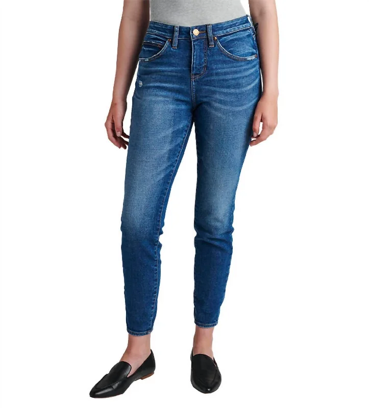 Cecelia Mid Rise Skinny Jean In San Diego Blue Comfortable Zip-Up Skinny Jeans