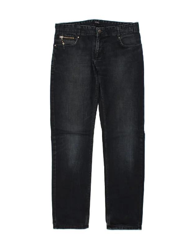 CNC COSTUME NATIONAL Womens Straight Jeans W31 L31  Navy Blue Cotton Casual Bootcut Ripped Jeans