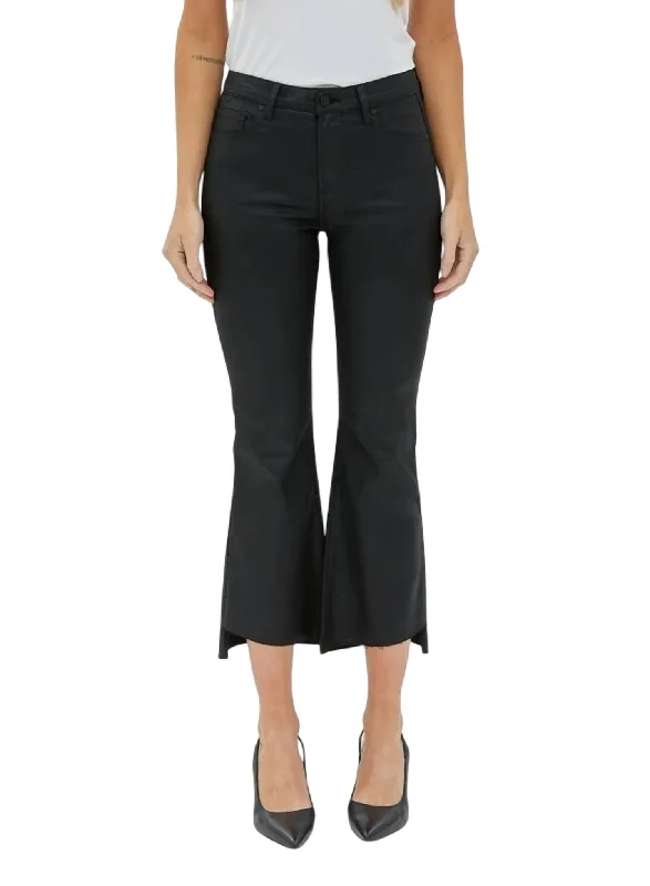 Crop Flare Jean In Charcoal Comfortable Drawstring Waist Jeans