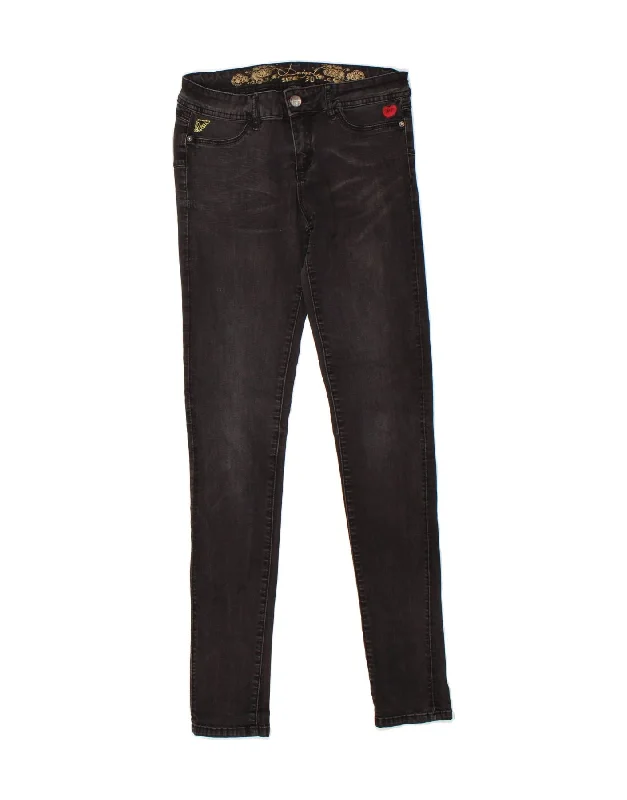 DESIGUAL Womens Skinny Jeans W30 L31 Black Cotton Cozy Relaxed Fit Jeans