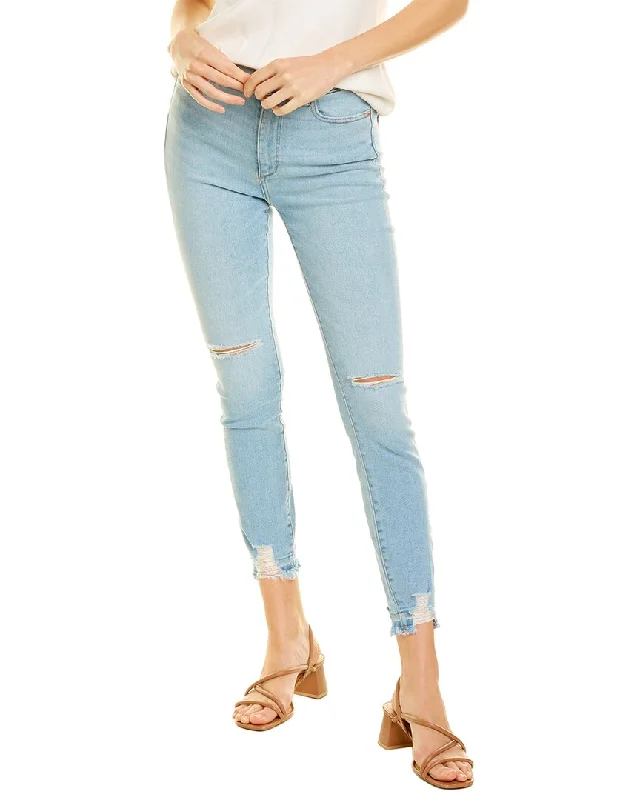 DL1961 Farrow Dark Indigo High-Rise Ankle Jean Fashionable Raw Edge Jeans