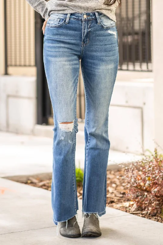 East Gate High Rise Flare Jean In Denim Elegant Wide-Leg Jeans