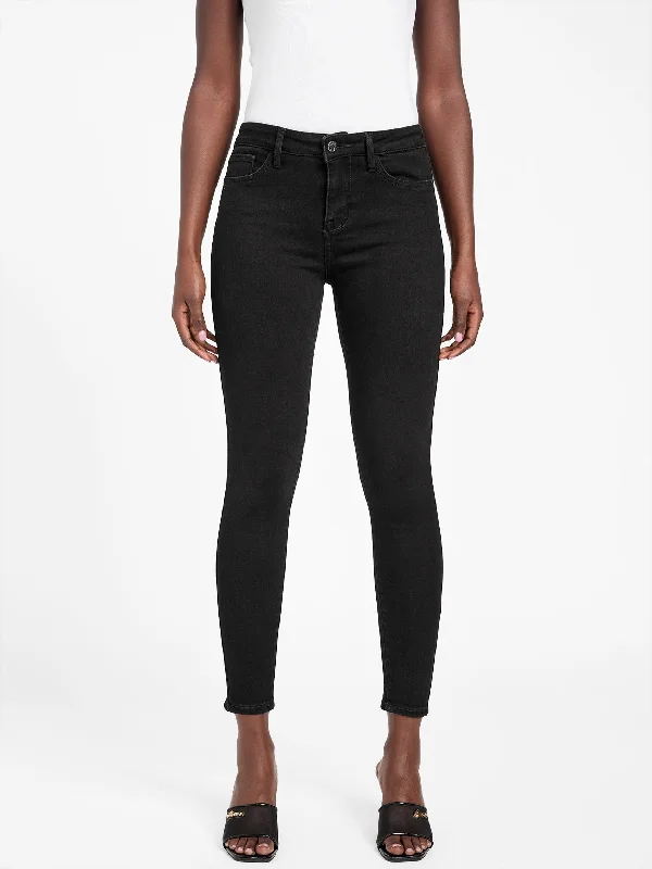 Eco Serena Mid-Rise Bling Pocket Skinny Jeans Classic Black Denim Jeans