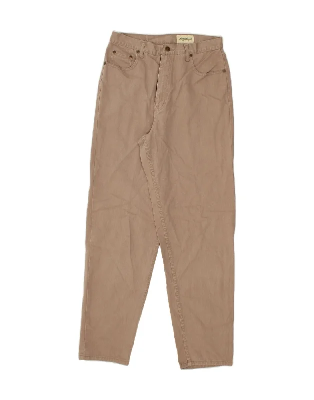 EDDIE BAUER Womens High Waist Tapered Jeans US 12 Large W30 L32 Beige Trendy Skinny Fit Jeans