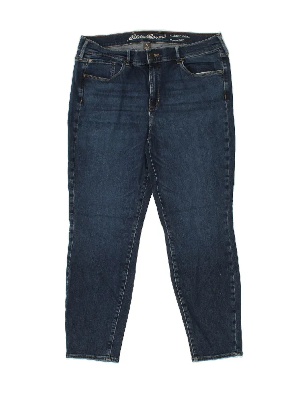 EDDIE BAUER Womens Skinny Jeans US 16 XL W38 L27 Navy Blue Cotton Chic Faded Blue Jeans