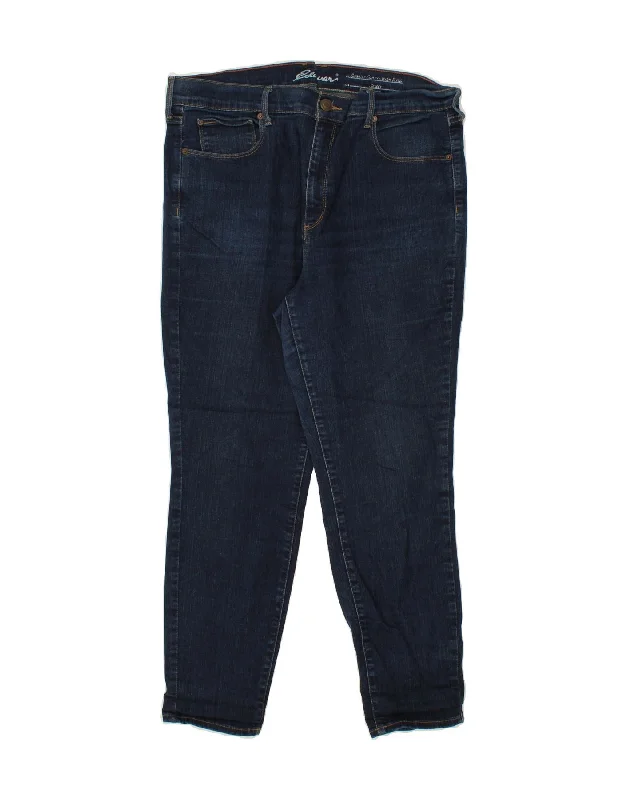 EDDIE BAUER Womens Slightly Curvy High Rise Skinny Jeans W36 L27 Navy Blue Fashionable Straight Cut Jeans