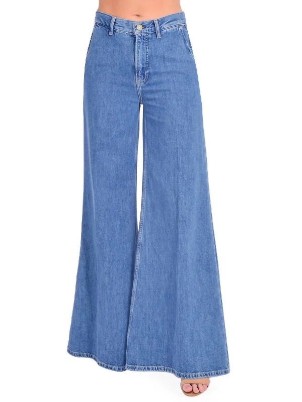 Extra Wide Leg Jean In Ocean Drive Chic Rolled Cuff Denim Jeans