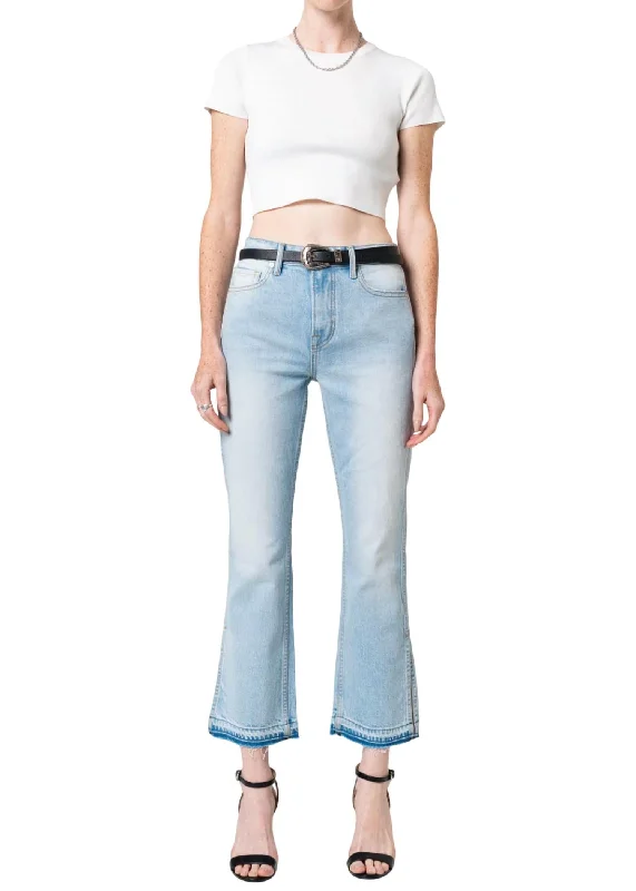 Farrah Mid Rise Kick Flare Jeans In Miami Trendy Wide-Legged High-Waist Jeans