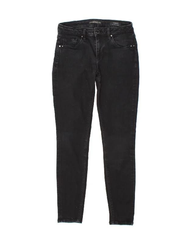 GUESS Womens Annetta High Rise Skinny Jeans W27 L29  Black Cotton Casual Distressed Skinny Jeans