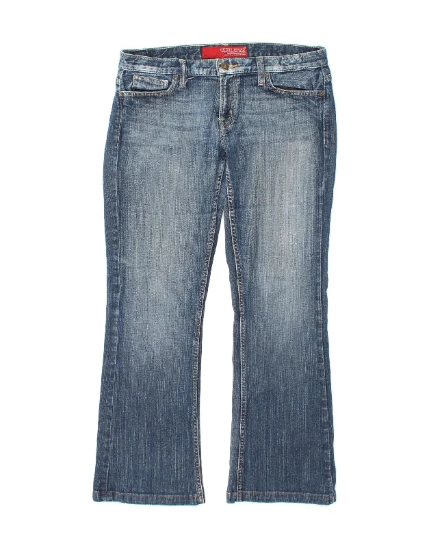 GUESS Womens Flared Jeans W30 L30  Blue Cotton Chic Double Waistband Jeans